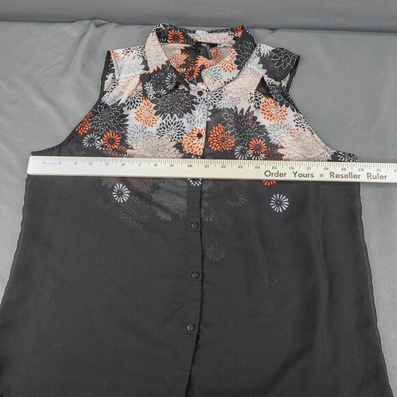 H&M Women Top 6 Black Floral Sheer Flowy Romantic Indie Artsy Romantic Y2K Retro - Picture 7 of 9